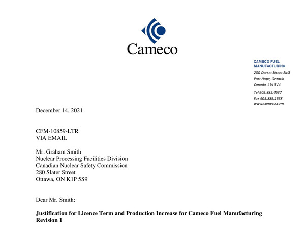 Cameco Fuel Manufacturing document dover