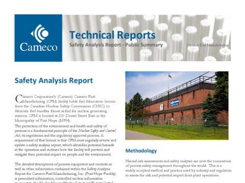 Cameco Fuel Manufacturing - Public Summary - Safety Report PDF Thumbnail
