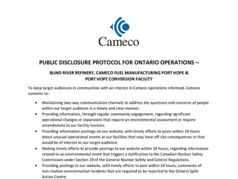 Public Disclosure Protocol - Ontario Operations PDF Thumbnail